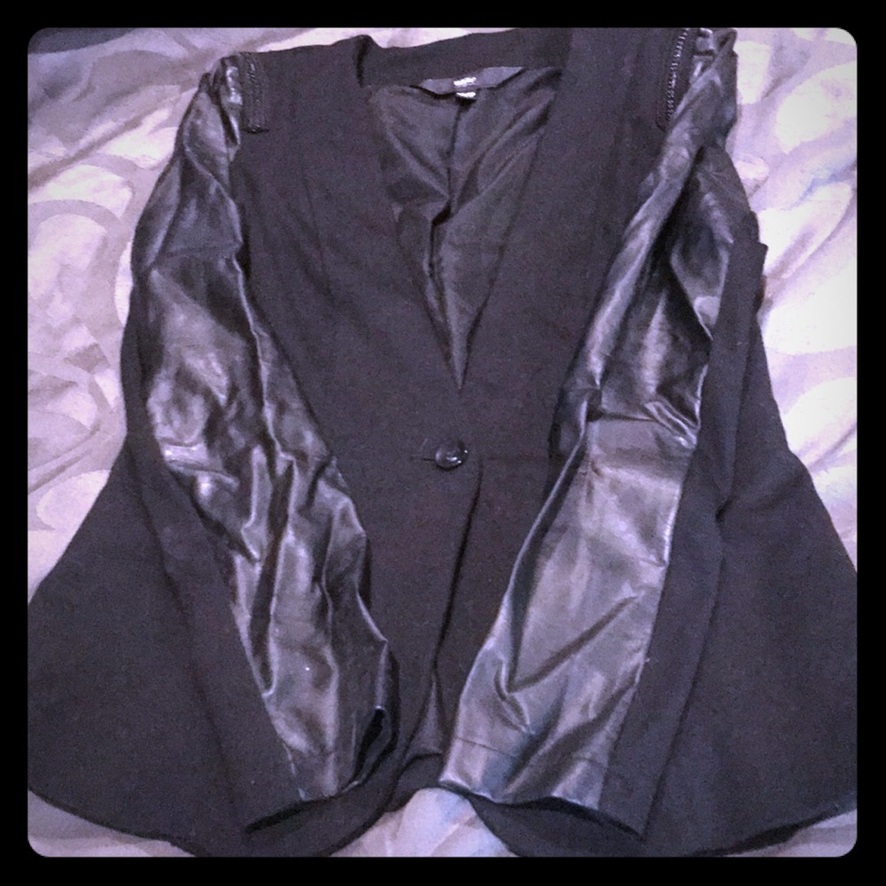 Black Faux Leather Blazer